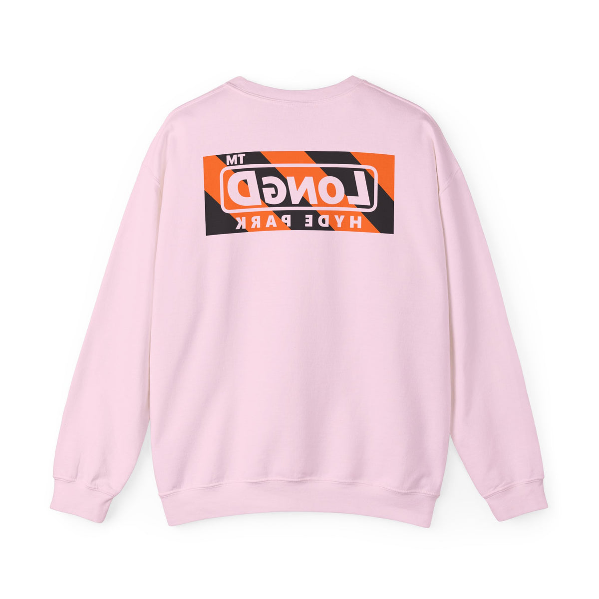 LongD Hyde Park negative diagonal 6-striped front-back logo (Halloween colors) crewneck sweatshirt
