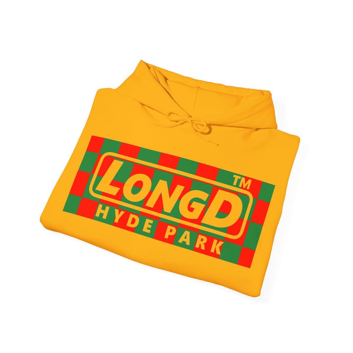 LongD Hyde Park negative checkered logo (Xmas colors) hoodie