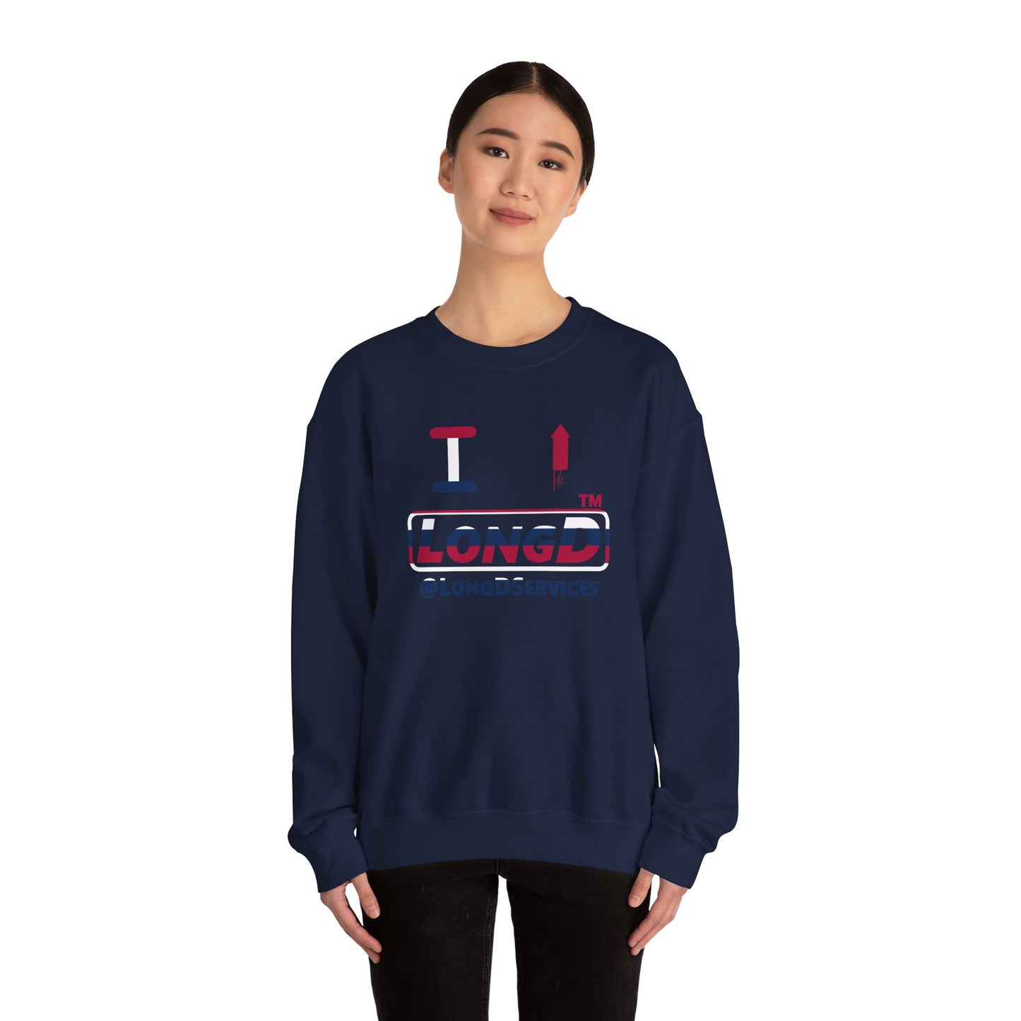I firecracker LongD positive horizontal 6-striped tag logo crewneck sweatshirt