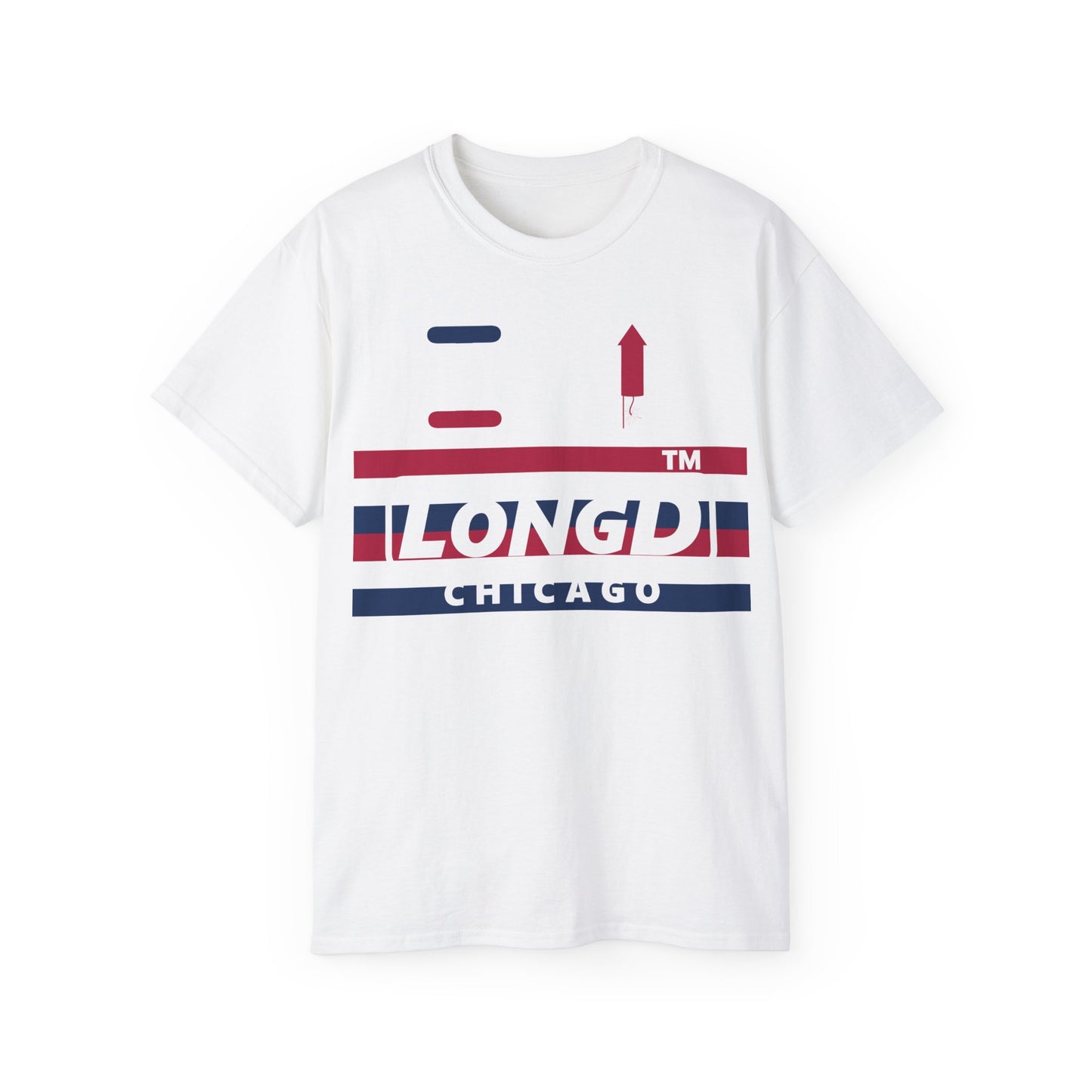 I firecracker LongD negative horizontal 6-striped Chicago logo cotton tee