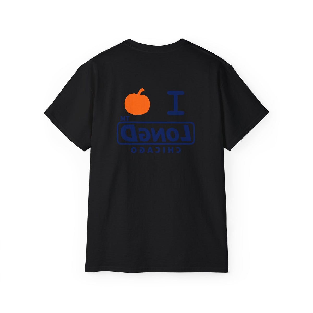 I pumpkin LongD Chicago positive basic Navy (002060) front-back logo cotton tee
