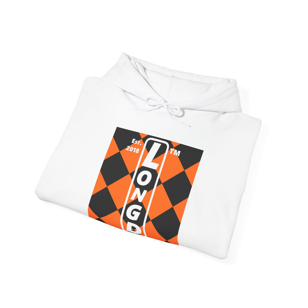 LongD Hyde Park negative upright argyle logo (Halloween colors) hoodie