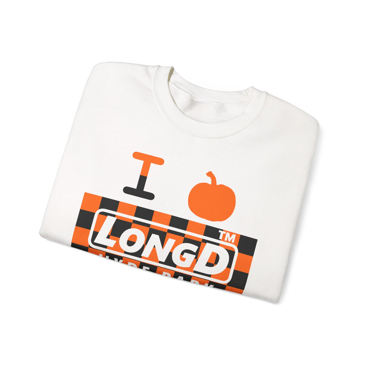 I pumpkin LongD Hyde Park negative checkered logo crewneck sweatshirt