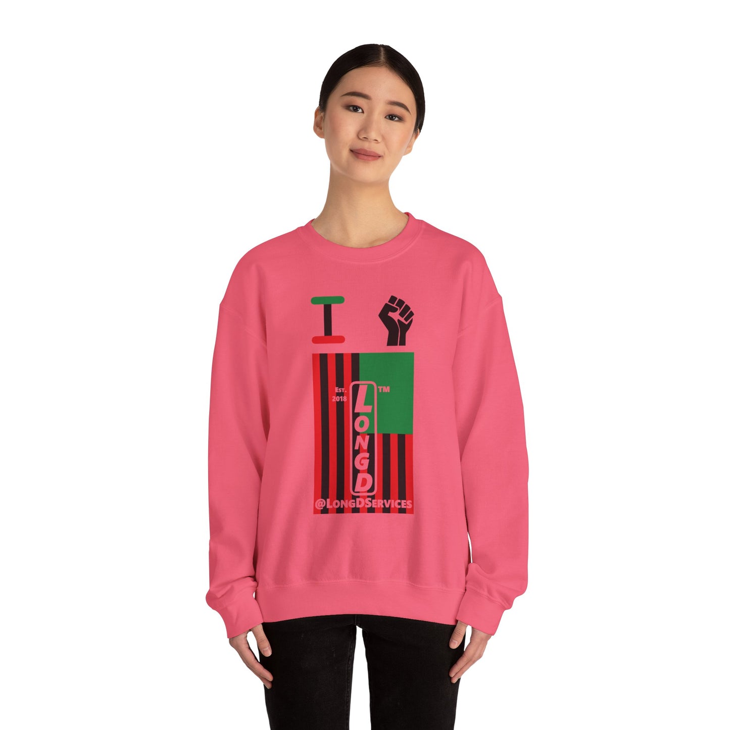 I Fist LongD negative flag tag upright logo crewneck sweatshirt