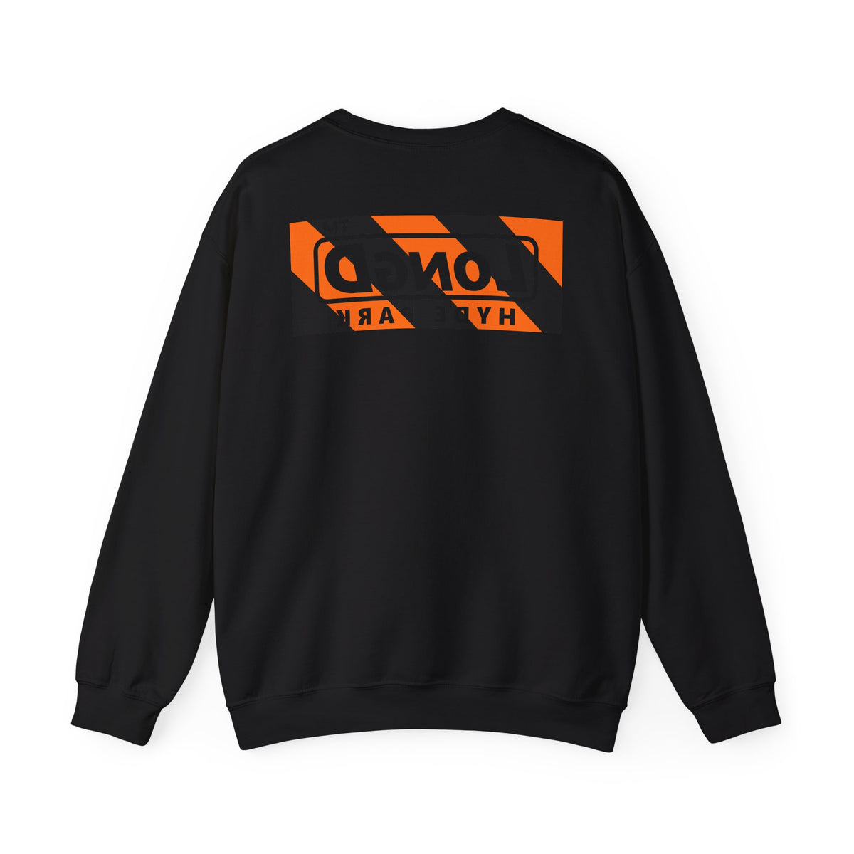 LongD Hyde Park negative diagonal 6-striped front-back logo (Halloween colors) crewneck sweatshirt