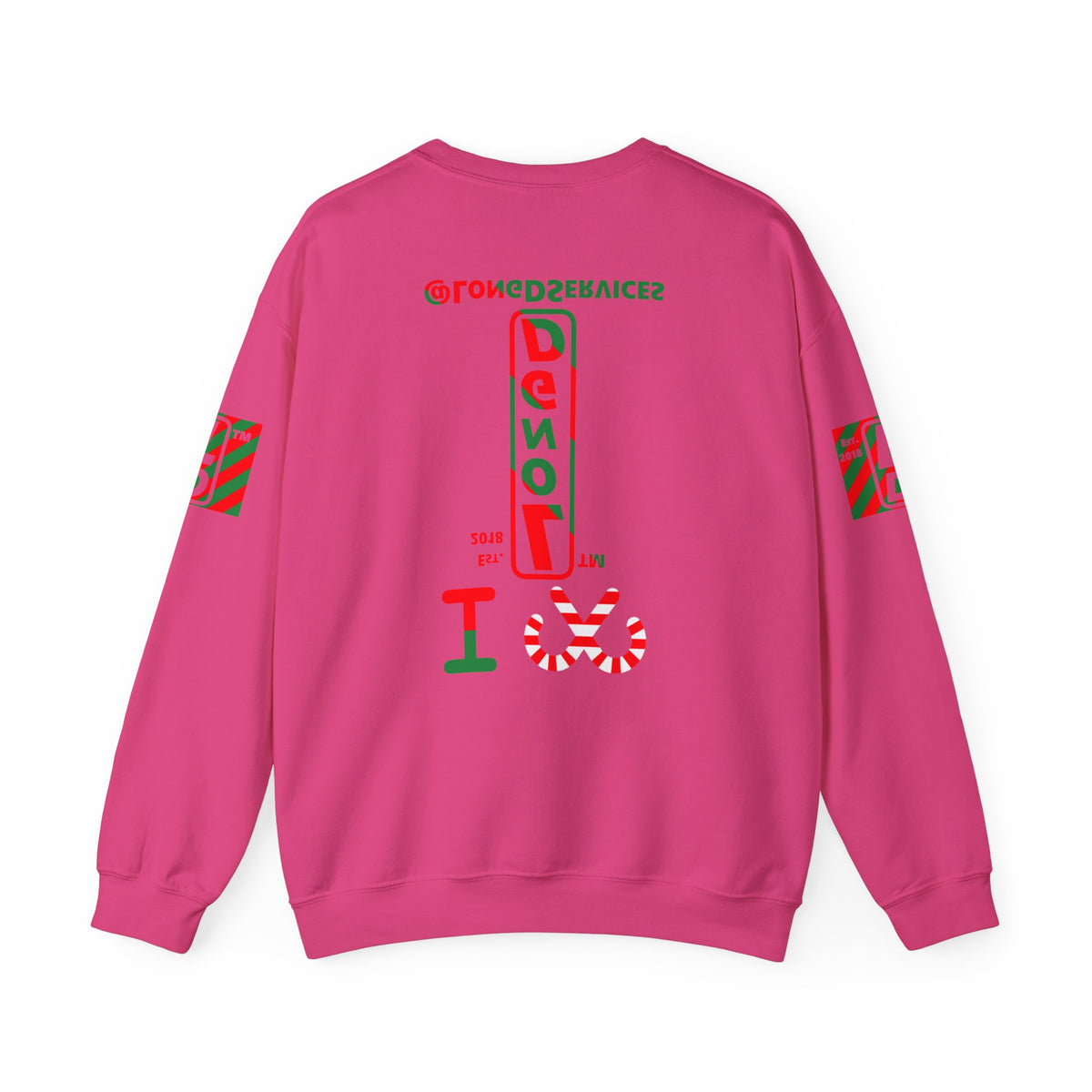 I candy cane LongD Tag positive upright pixel-weighted 4-striped 4-print logo crewneck sweatshirt