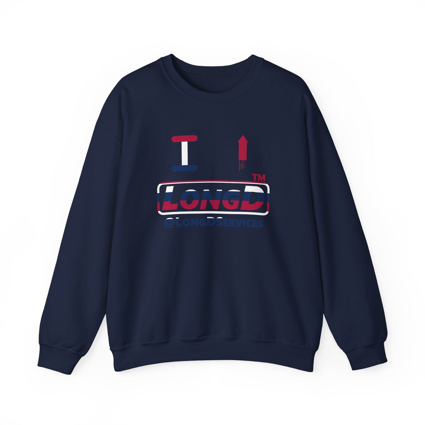 I firecracker LongD positive horizontal 6-striped tag logo crewneck sweatshirt