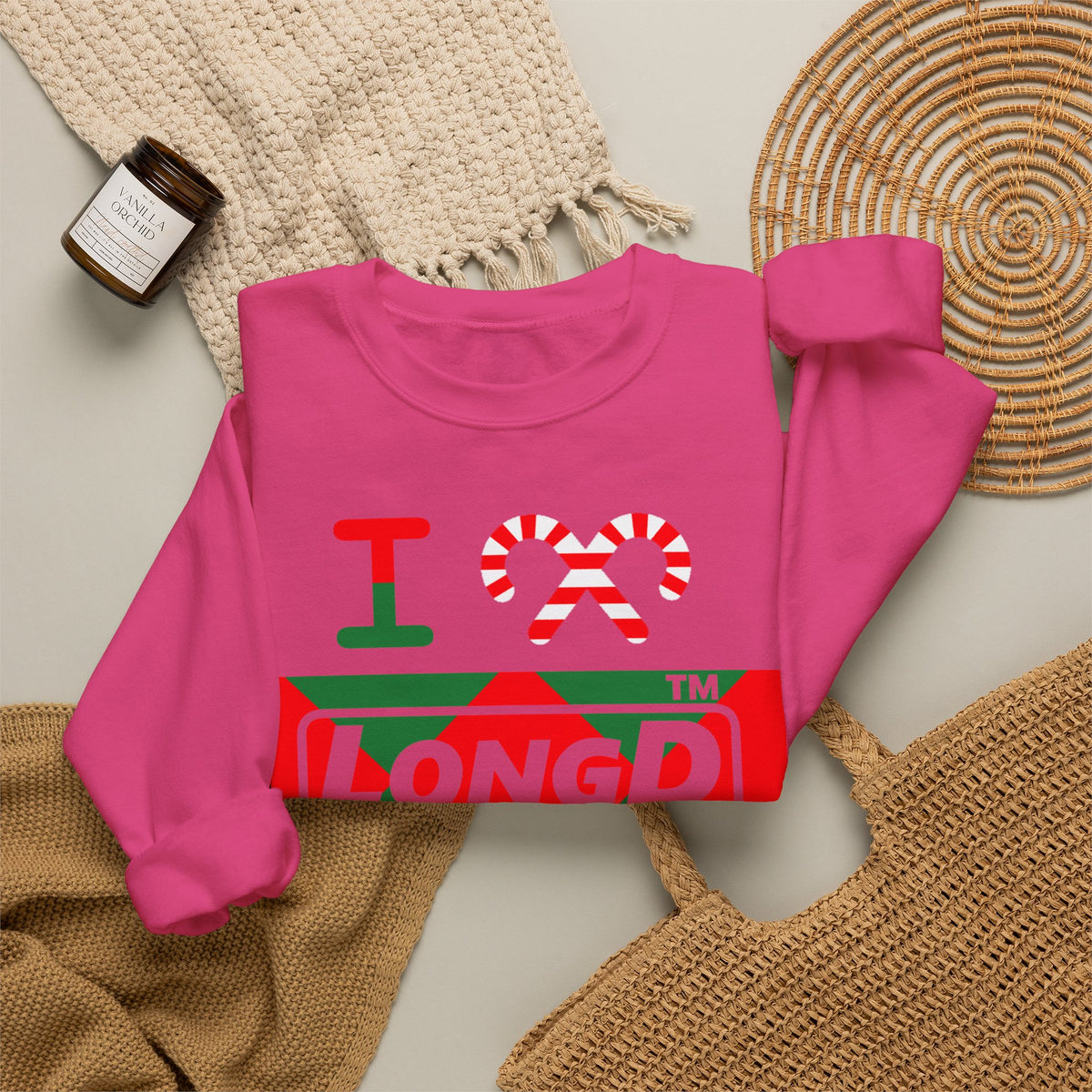 I candy cane LongD Hyde Park negative big argyle logo crewneck sweatshirt
