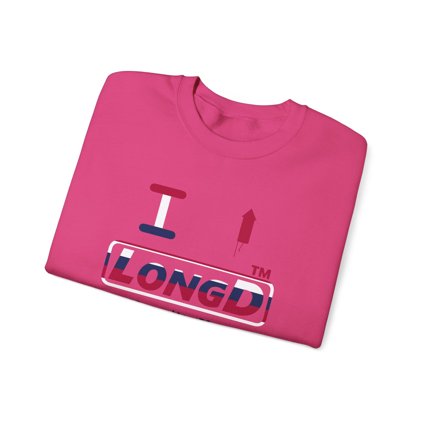 I firecracker LongD positive horizontal 6-striped tag-domain logo crewneck sweatshirt