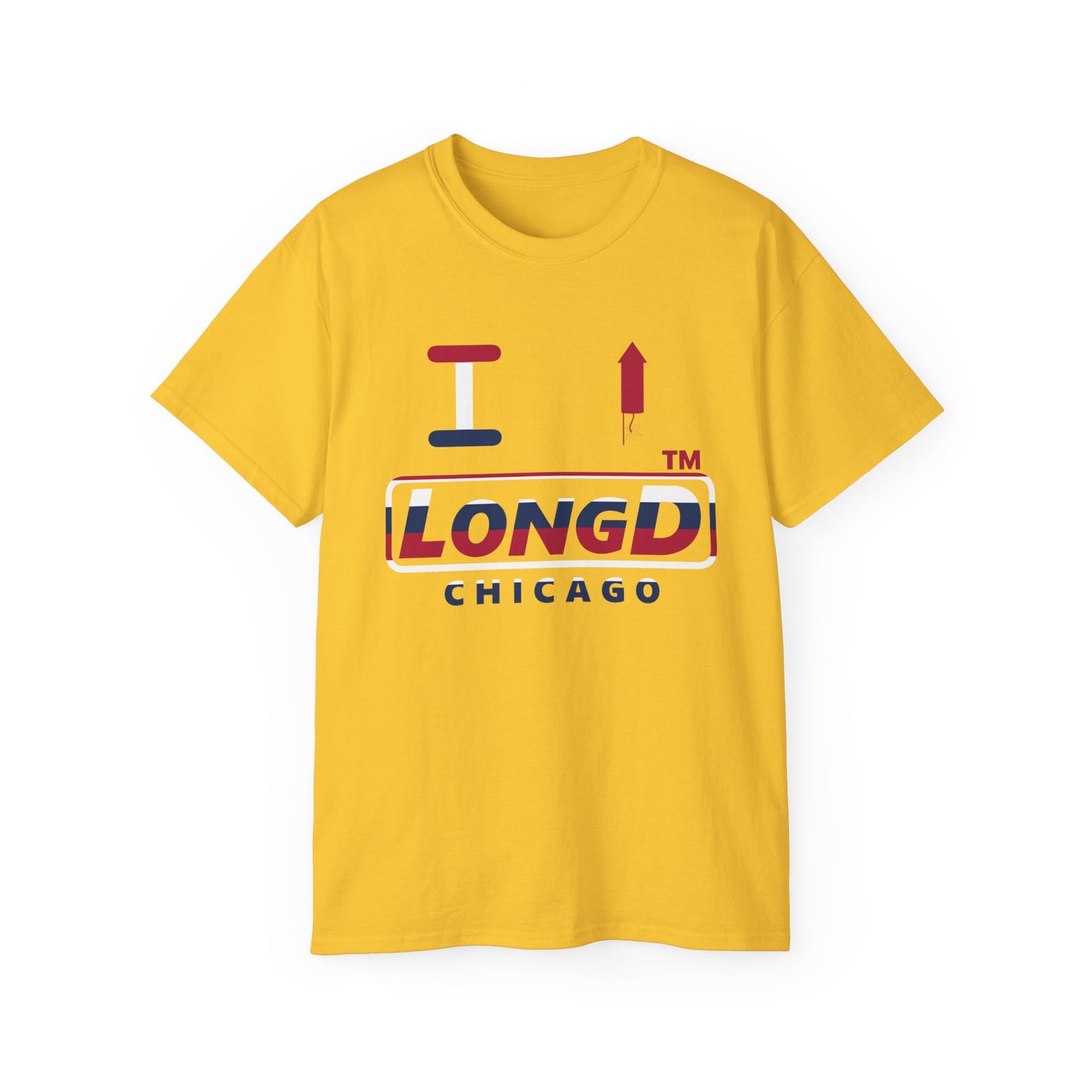 I firecracker LongD positive horizontal 6-striped Chicago logo cotton tee