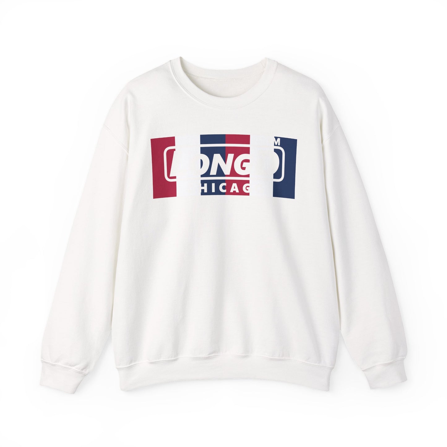 LongD negative vertical 6-striped Chicago logo crewneck sweatshirt (patriotic colors)