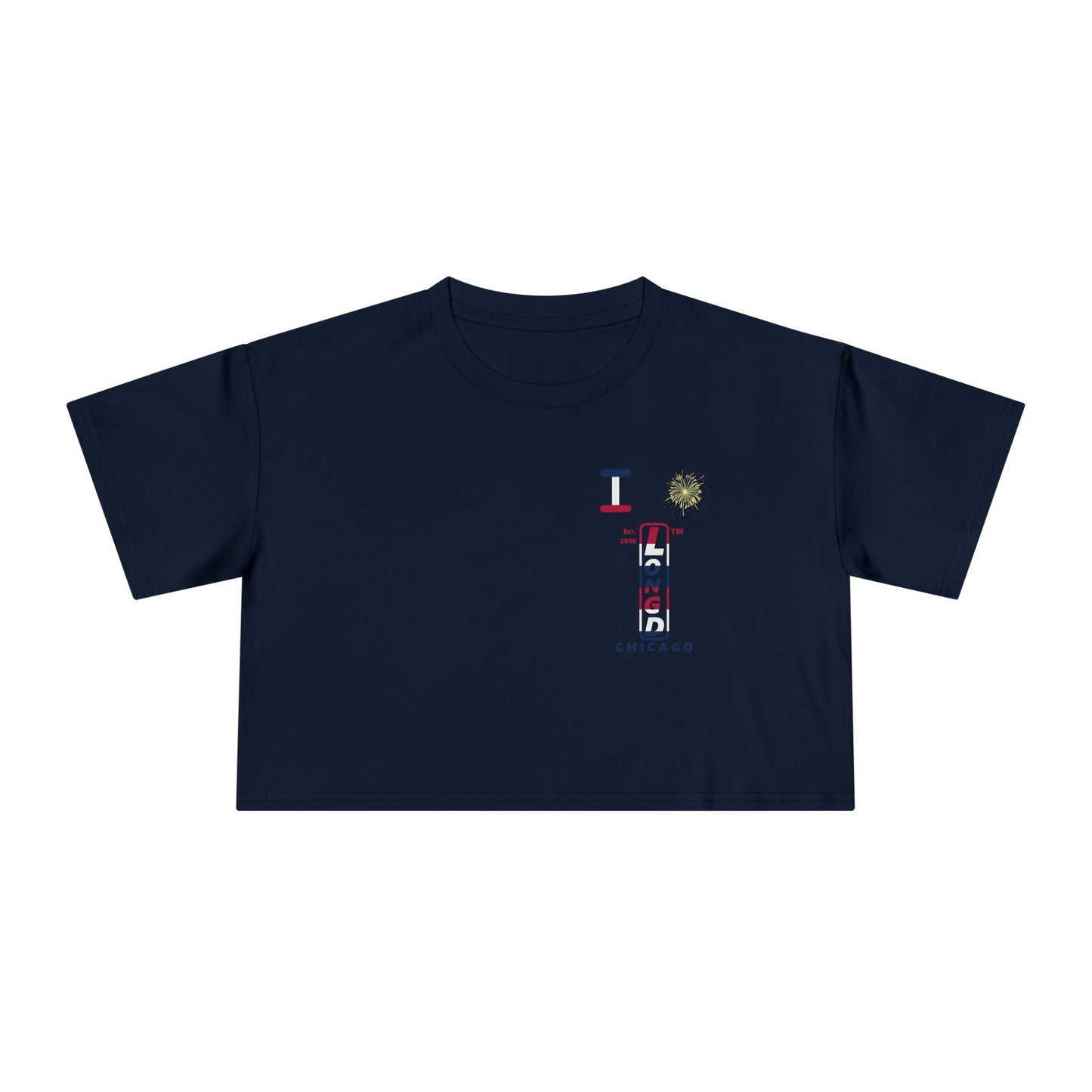 I burst LongD positive horizontal 6-striped upright single-breasted Chicago logo crop tee