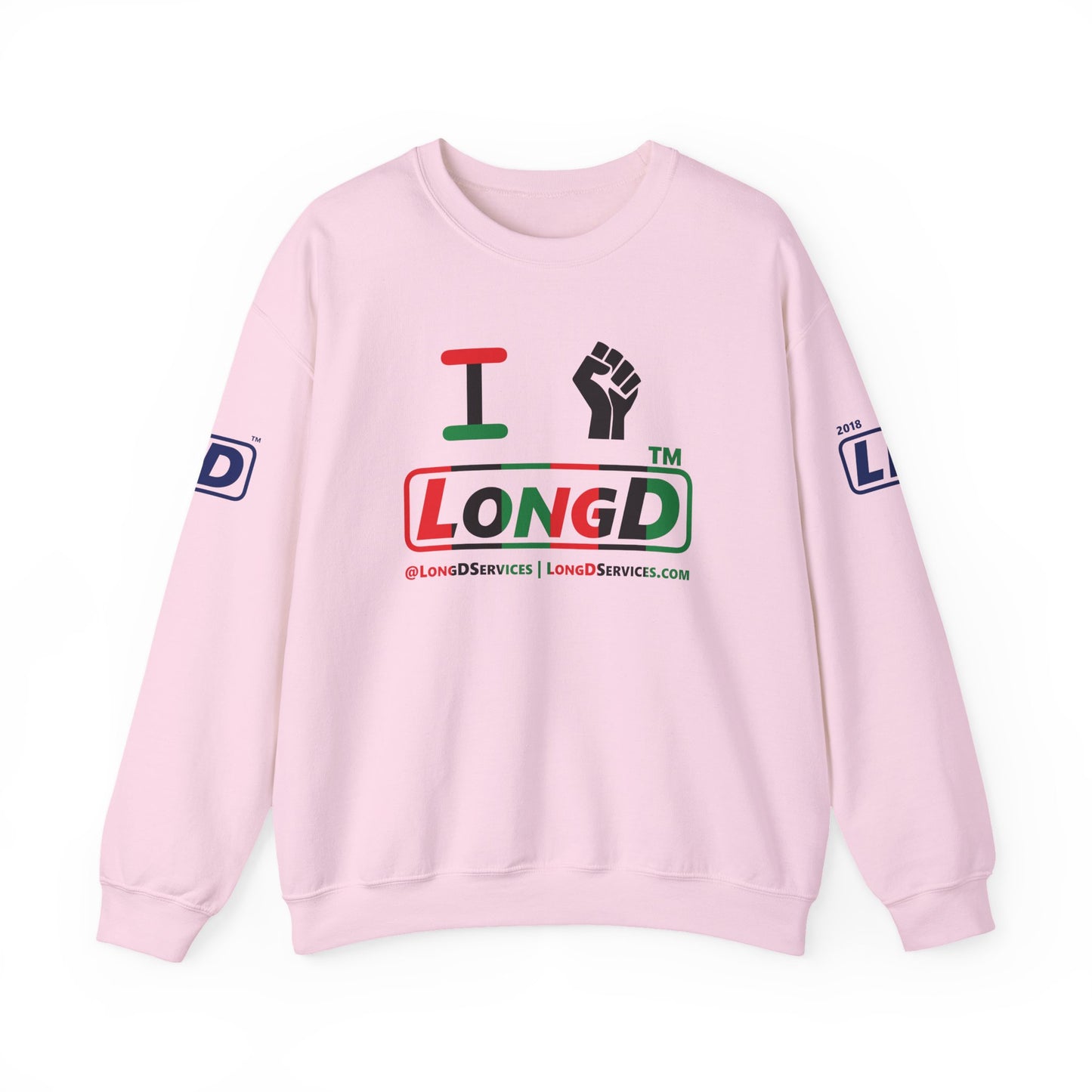 I fist LongD positive vertical 6-striped 4-print tag-domain logo crewneck sweatshirt