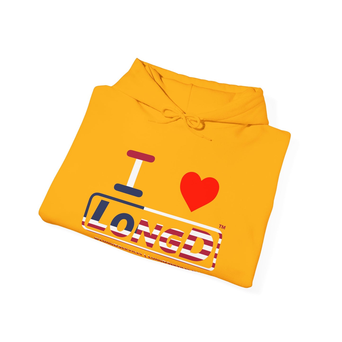 I Luv LongD® Logo Hoodie red, white and blue positive flag