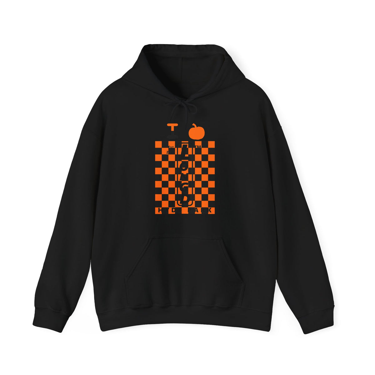 I pumpkin LongD Hyde Park negative upright checkered logo hoodie