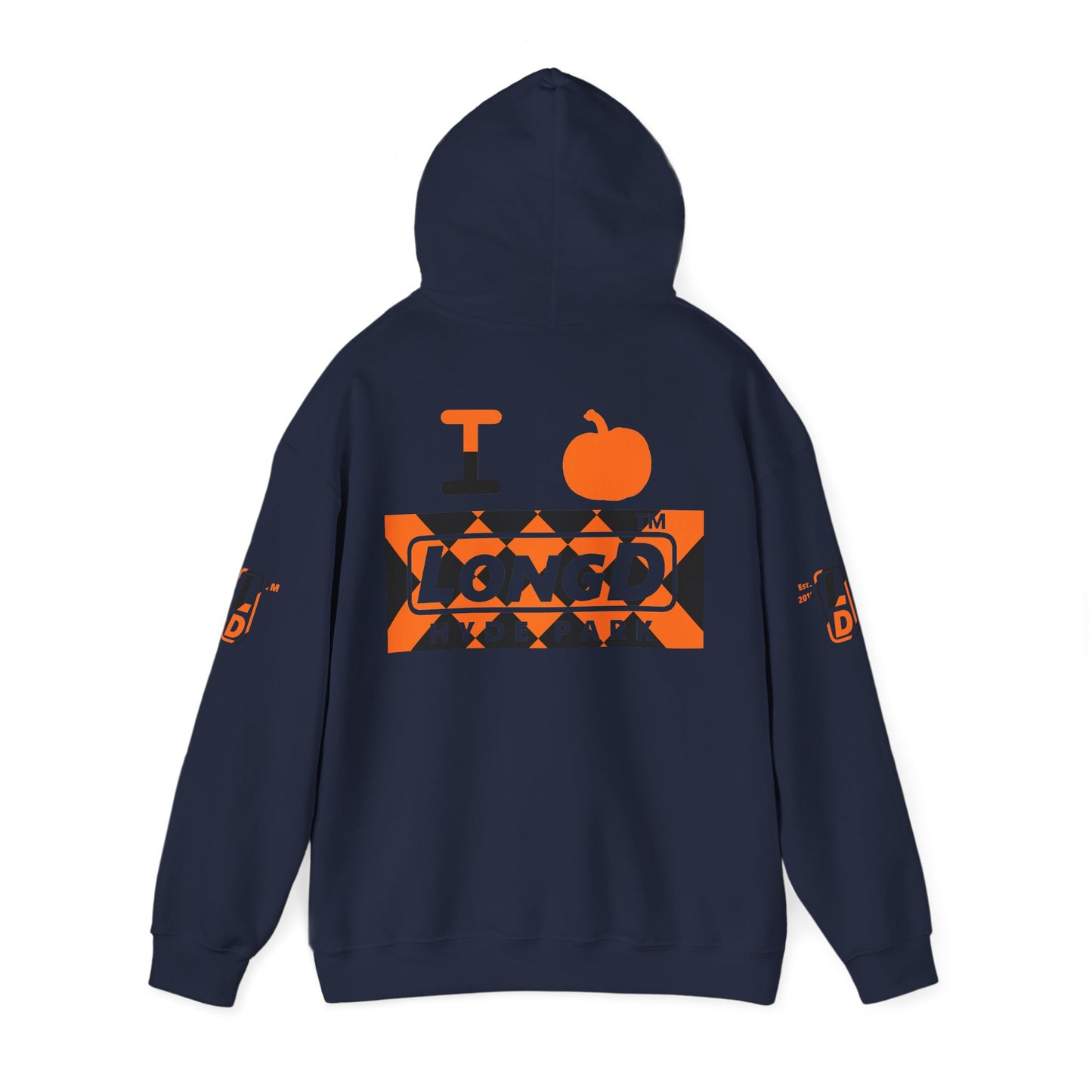 I pumpkin LongD Hyde Park negative stylized argyle 4-print logo hoodie