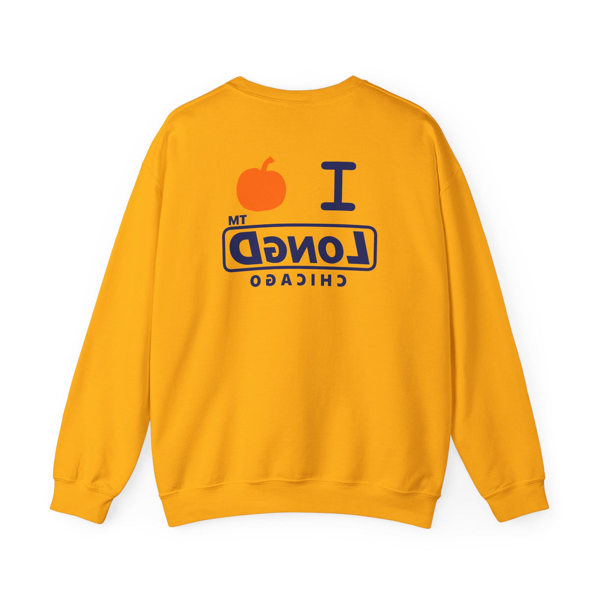 I pumpkin LongD Chicago positive basic Navy (002060) front-back logo crewneck sweatshirt