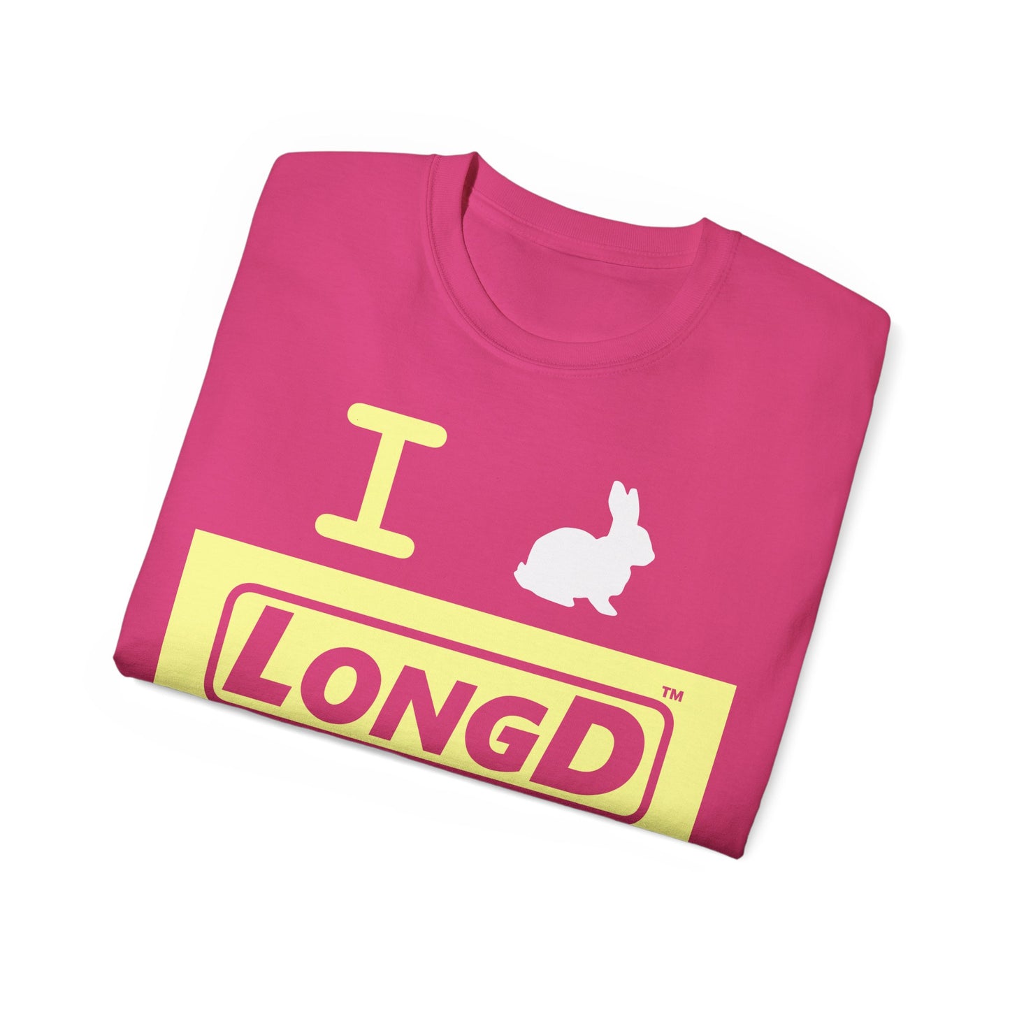 I Bunny LongD® Logo Cotton Tee Easter pastel yellow negative text (white Easter Bunny)