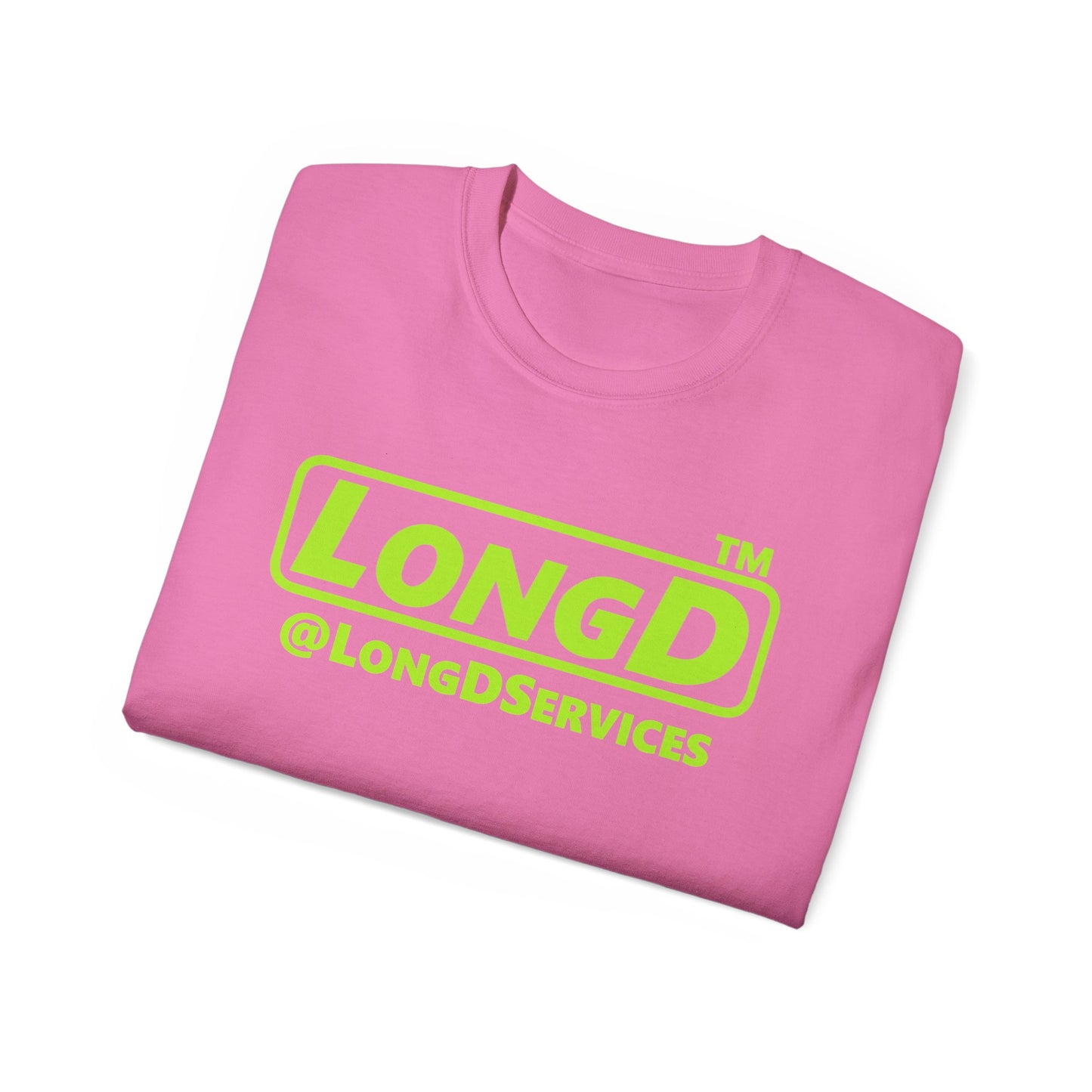 LongD® positive lime green Tag Logo Cotton Tee