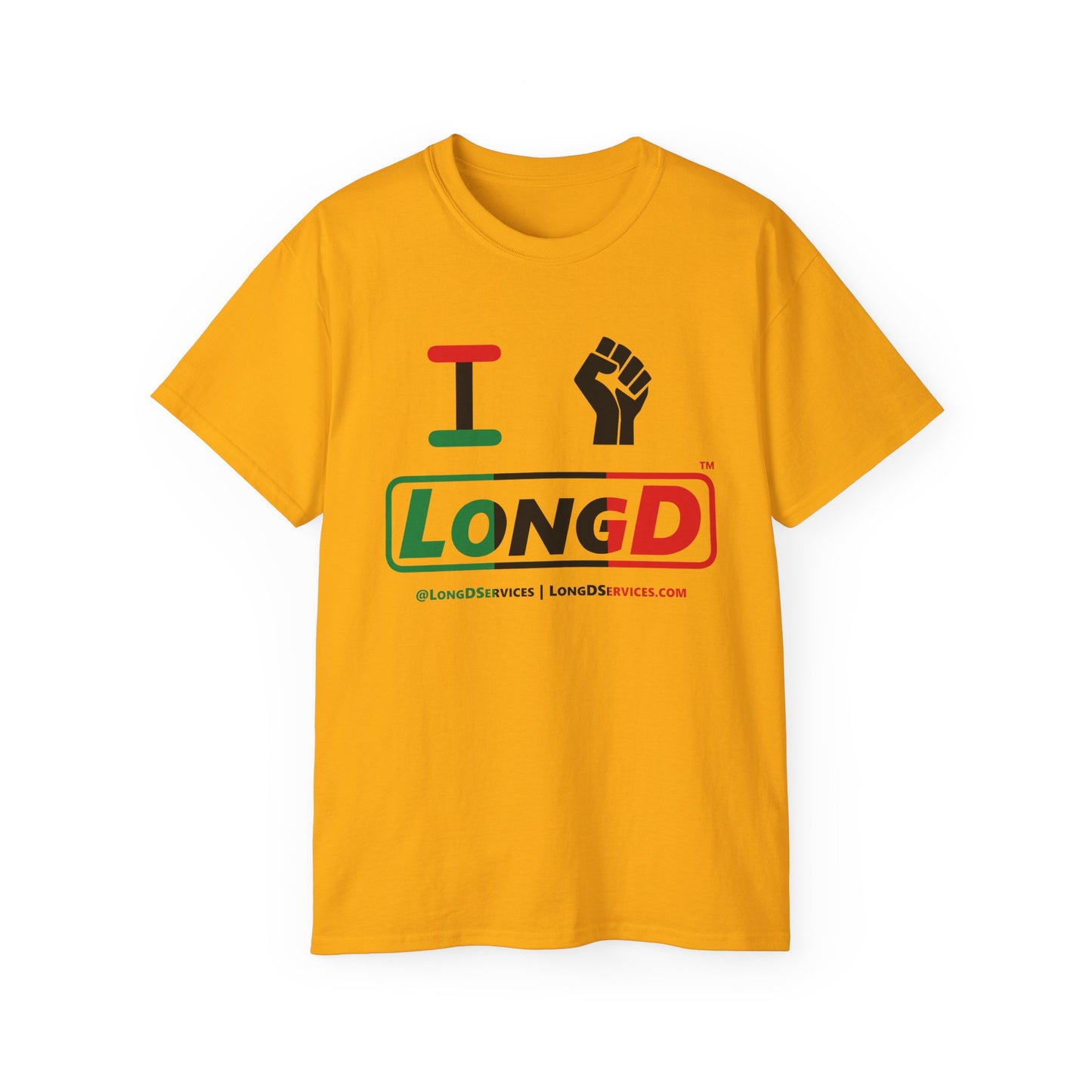 I Fist LongD® Logo Cotton Tee Juneteenth black fist positive thirds text