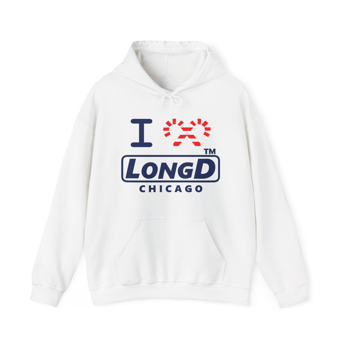 I candy cane LongD Chicago positive official basic navy front-back logo hoodie