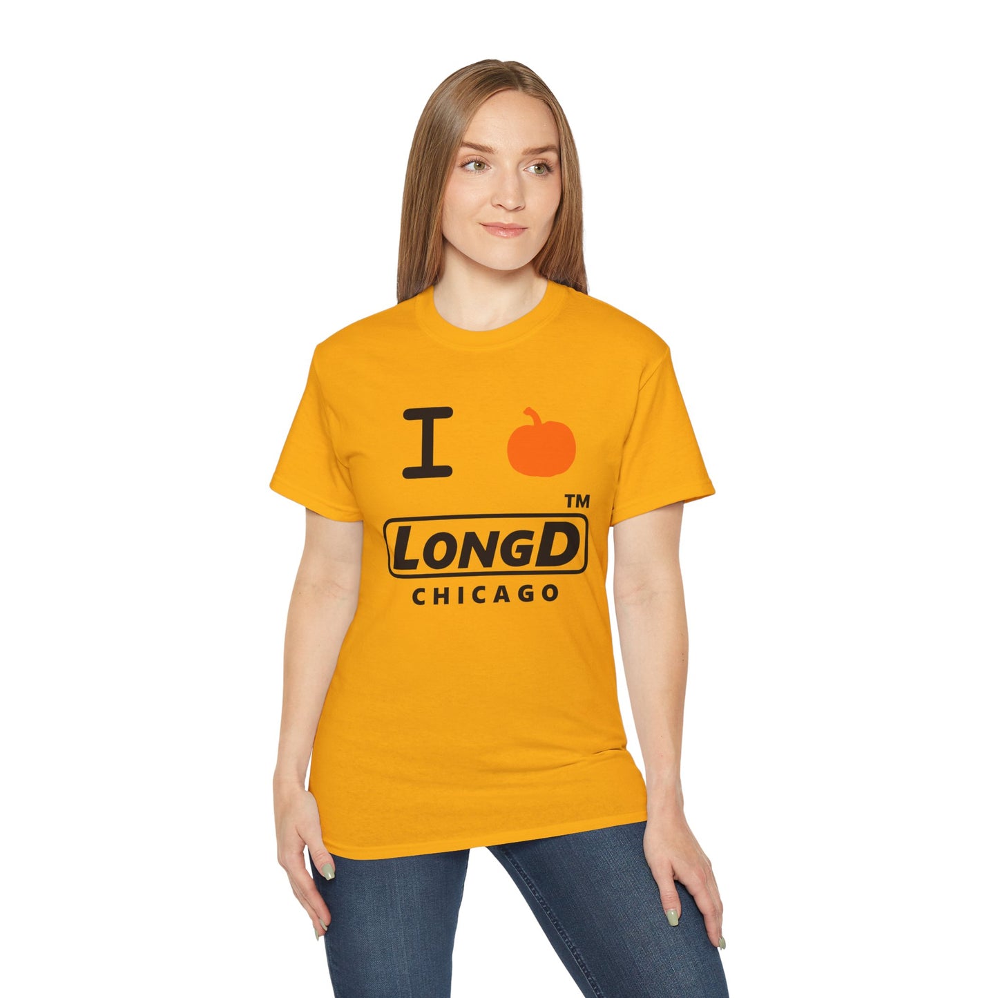 I Pumpkin LongD® Logo Cotton Tee positive black basic Chicago logo