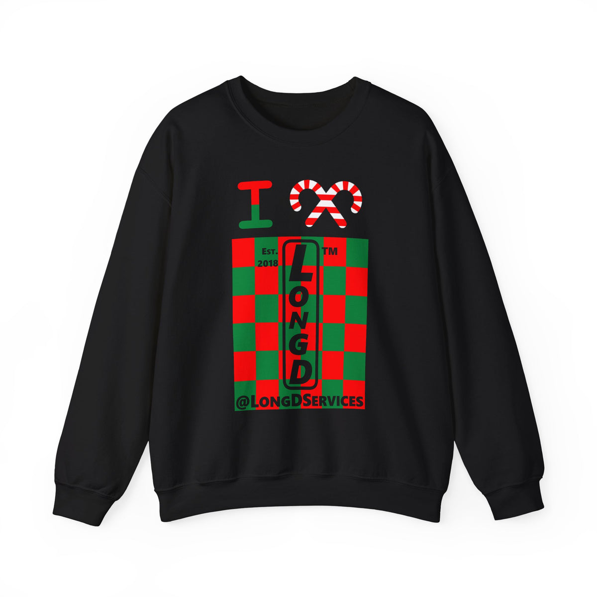 I candy cane LongD Tag negative upright checkered logo crewneck sweatshirt