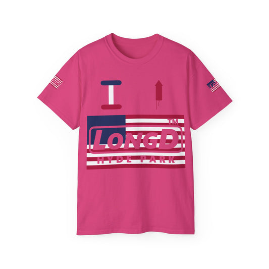 I firecracker LongD negative flag 4-print Hyde Park logo cotton tee