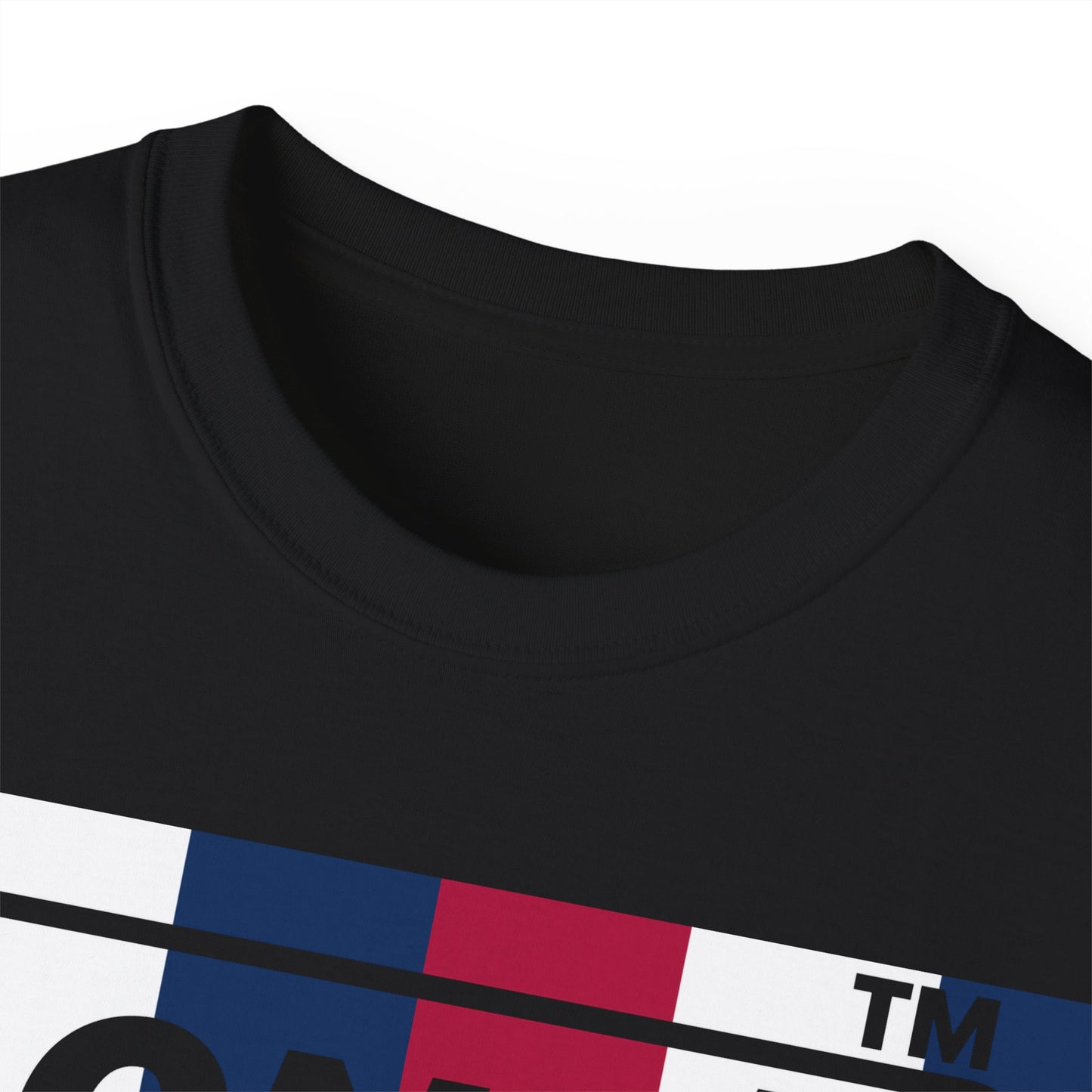 LongD negative vertical 6-striped Hyde Park logo cotton tee (patriotic colors)