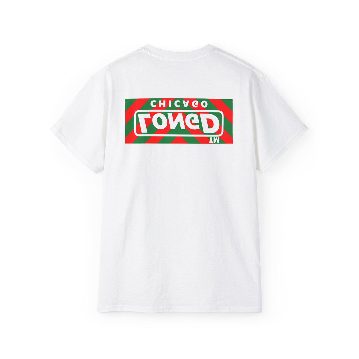 LongD Chicago negative downward chevron front-back logo (Xmas colors) cotton tee