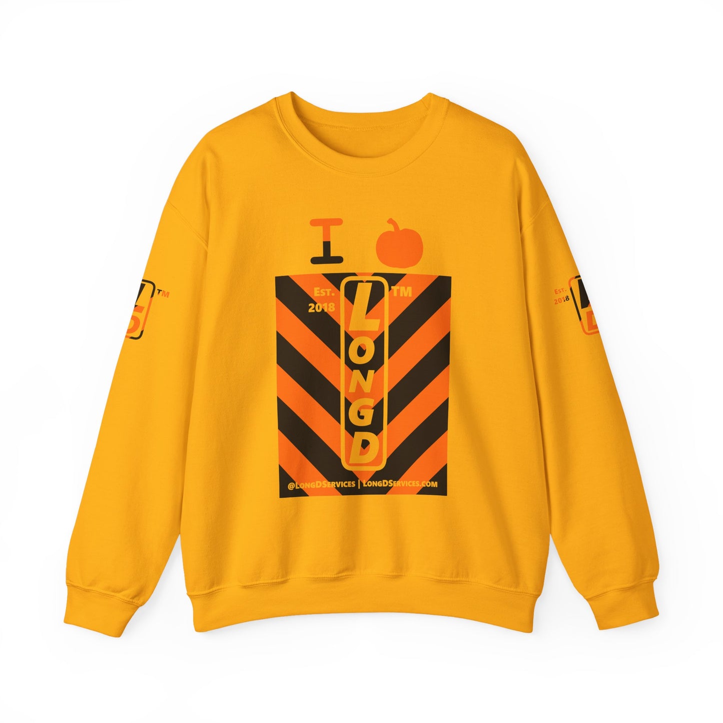 I pumpkin LongD Tag-domain negative upright downward chevron 4-print logo crewneck sweatshirt