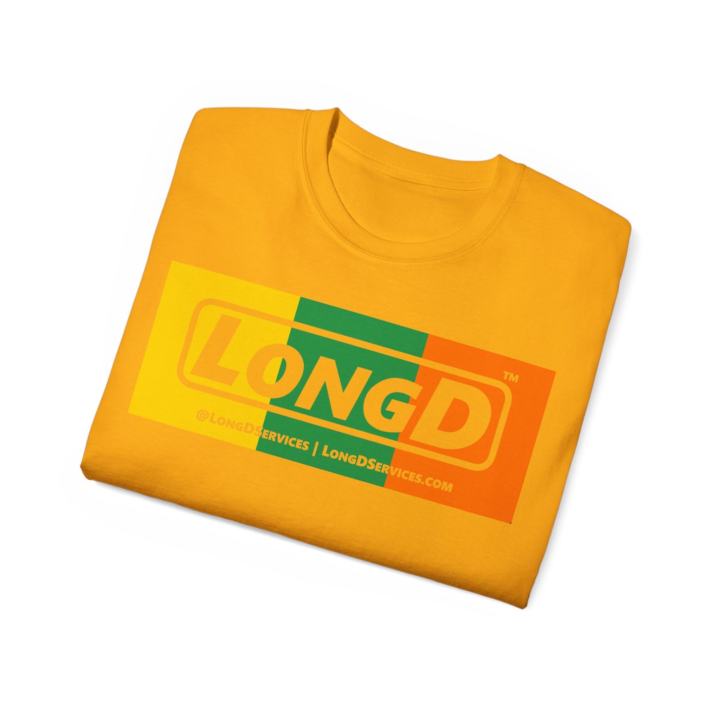 LongD® Logo Cotton Tee (St. Patrick's Day -Irish Green, Golden Yellow and Irish Orange negative thirds)