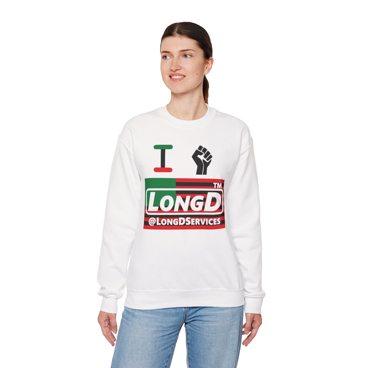 I fist LongD negative flag front-back tag logo crewneck sweatshirt