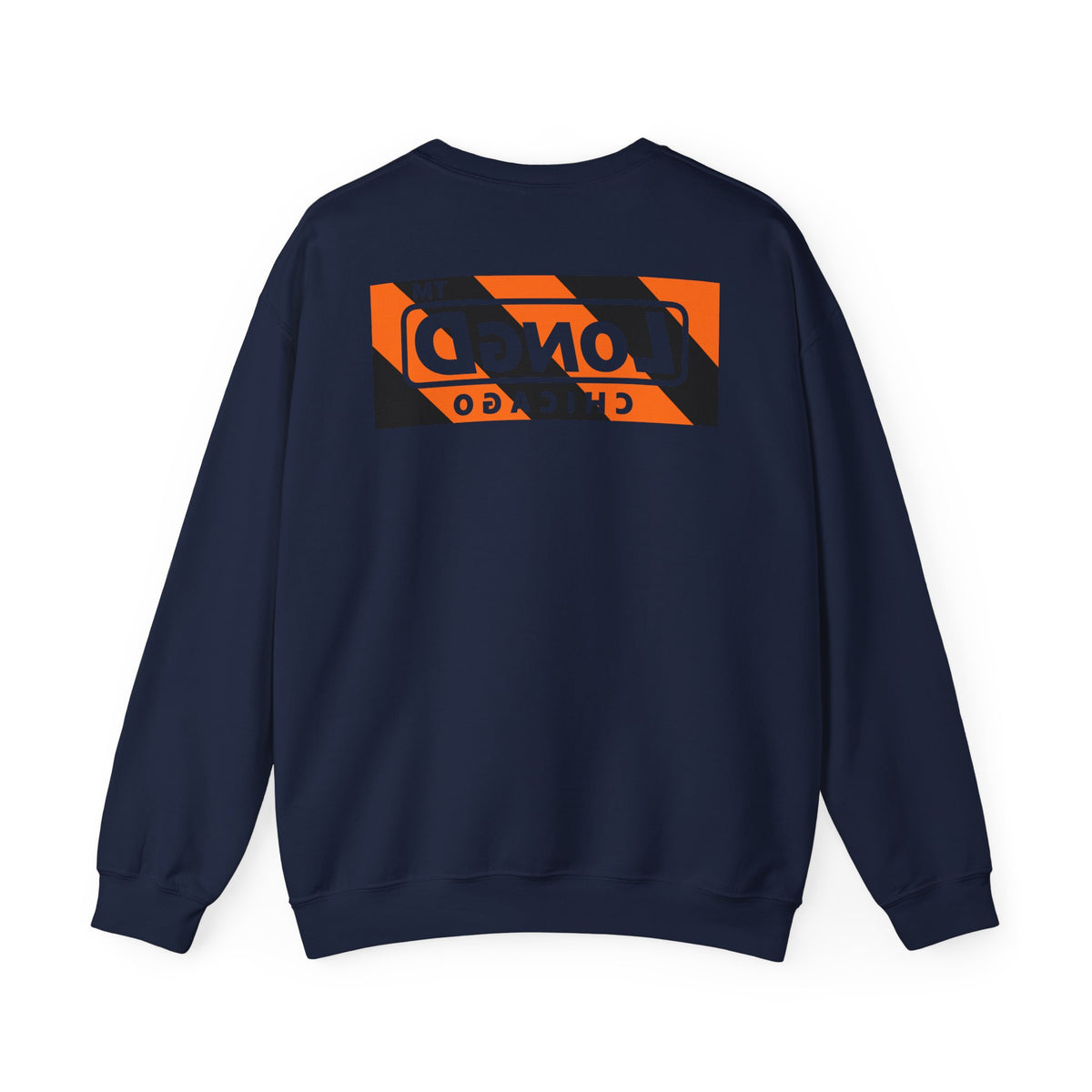 LongD Chicago negative diagonal 6-striped front-back logo (Halloween colors) crewneck sweatshirt