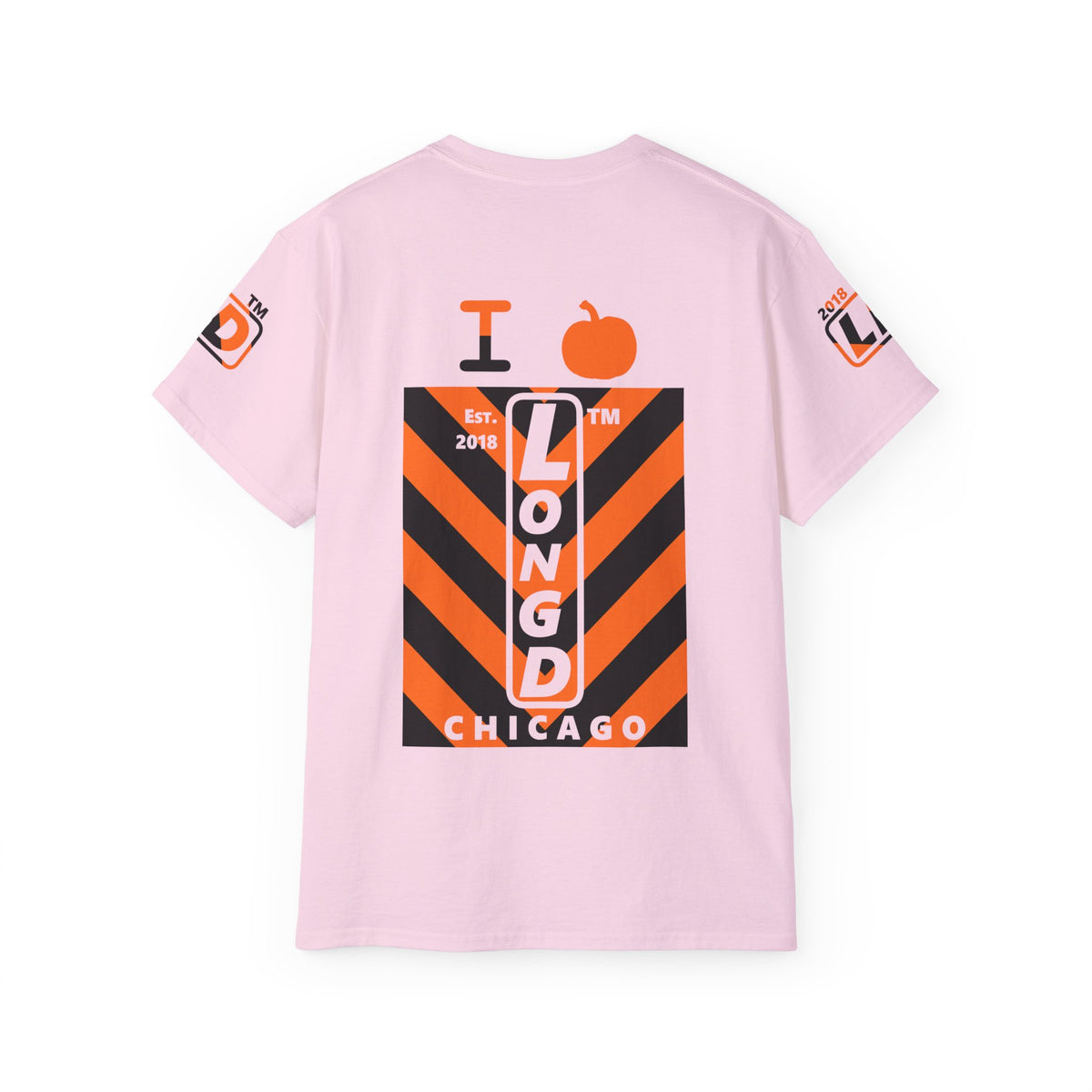 I pumpkin LongD Chicago negative upright downward chevron 4-print logo cotton tee