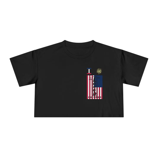 I burst LongD negative cropped flag upright single-breasted Chicago logo crop tee