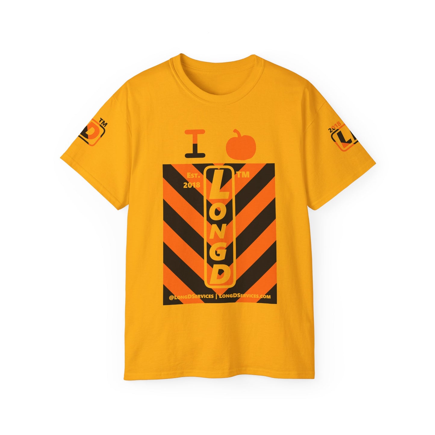 I pumpkin LongD Tag-domain negative upright downward chevron 4-print logo cotton tee