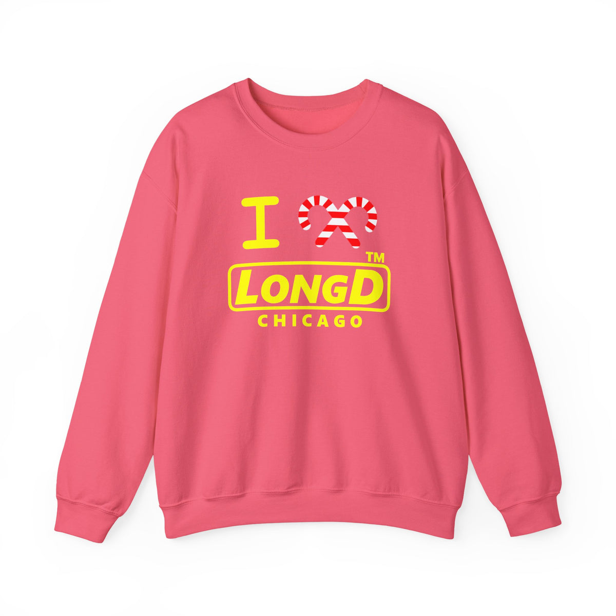 I candy cane LongD Chicago positive alternate basic yellow logo crewneck sweatshirt