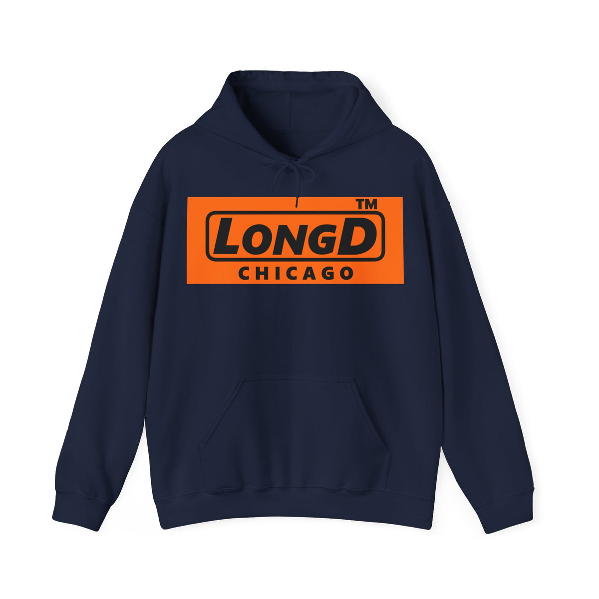 LongD Chicago logo Black (000000) on orange (FE7518) (Halloween colors) hoodie