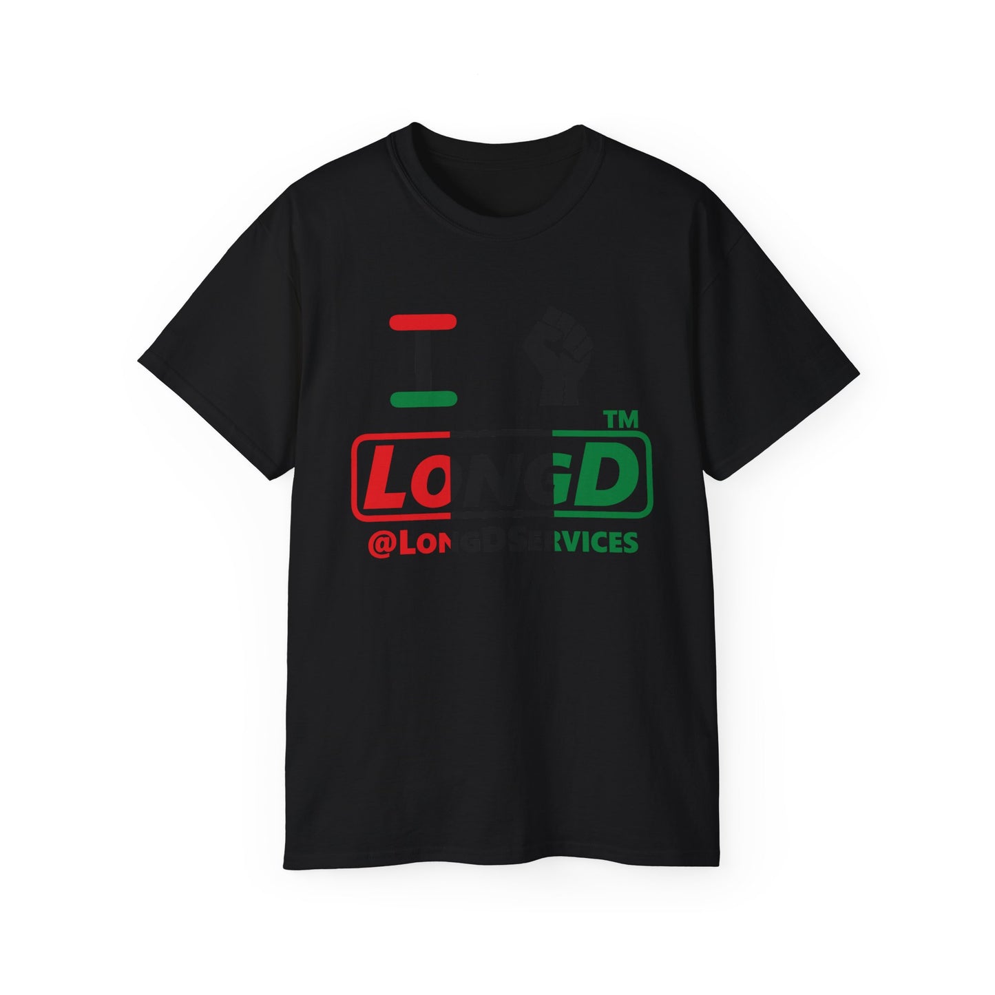 I fist LongD positive vertical 3-striped tag logo cotton tee