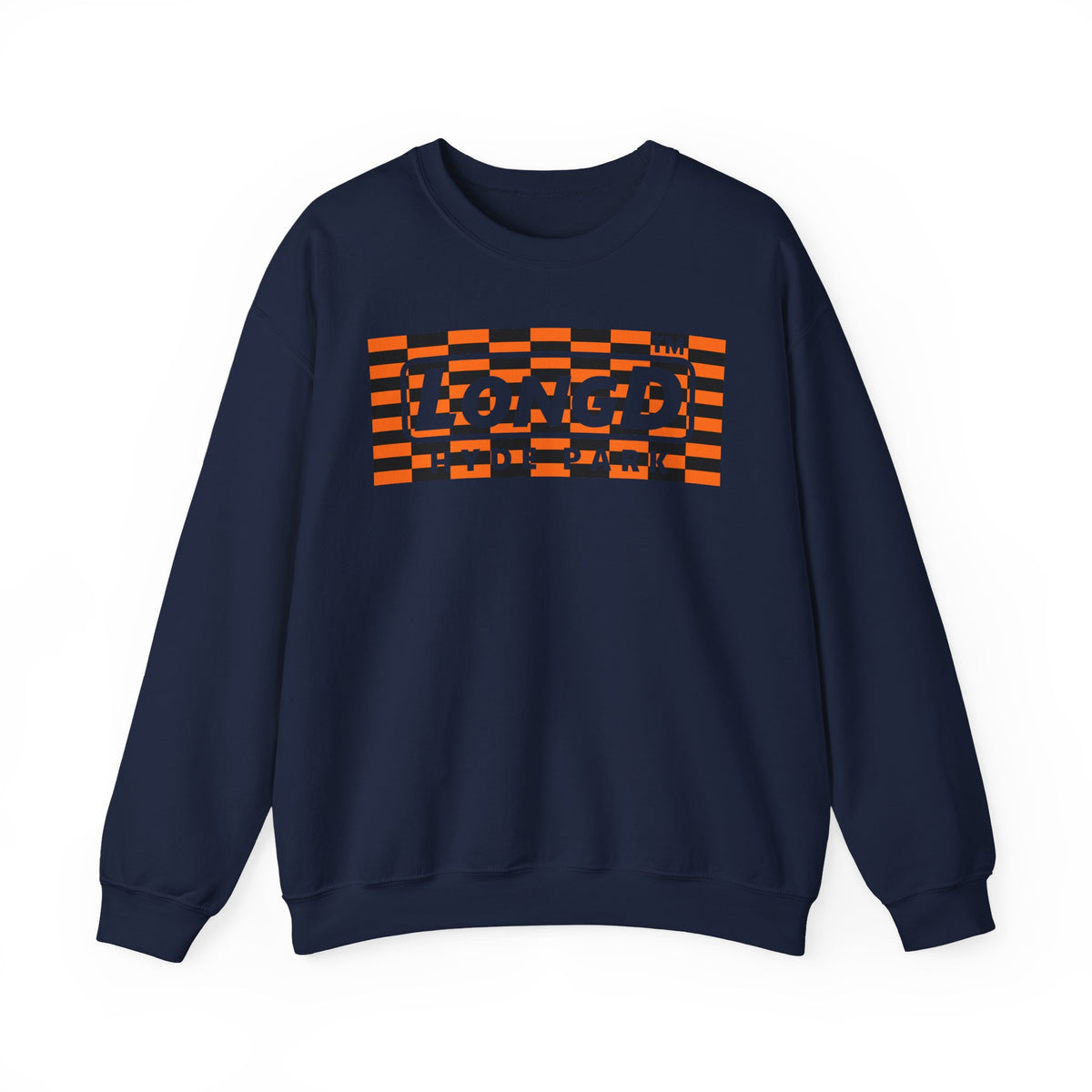 LongD Hyde Park negative tiled logo (Halloween colors) crewneck sweatshirt