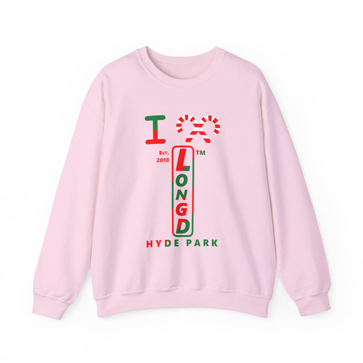 I candy cane LongD Hyde Park positive upright pixel-weighted 4-striped logo crewneck sweatshirt