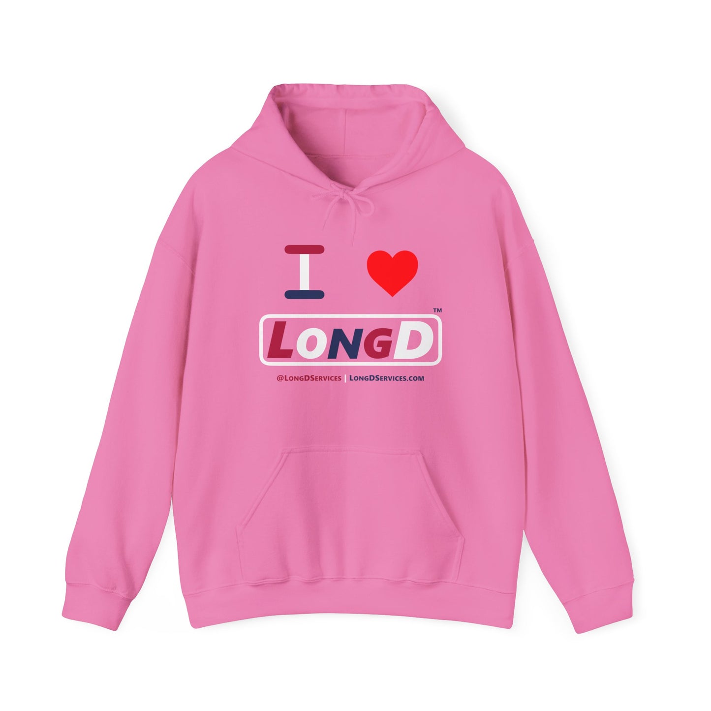 I Luv LongD® Logo Hoodie red, white and blue varied positive elements