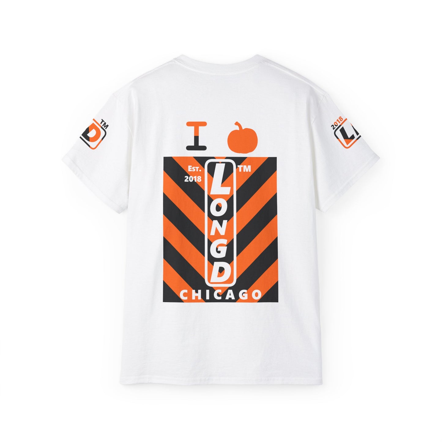 I pumpkin LongD Chicago negative upright downward chevron 4-print logo cotton tee