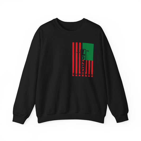 LongD negative cropped flag single-breasted front-back tag upright logo crewneck sweatshirt (Juneteenth colors)