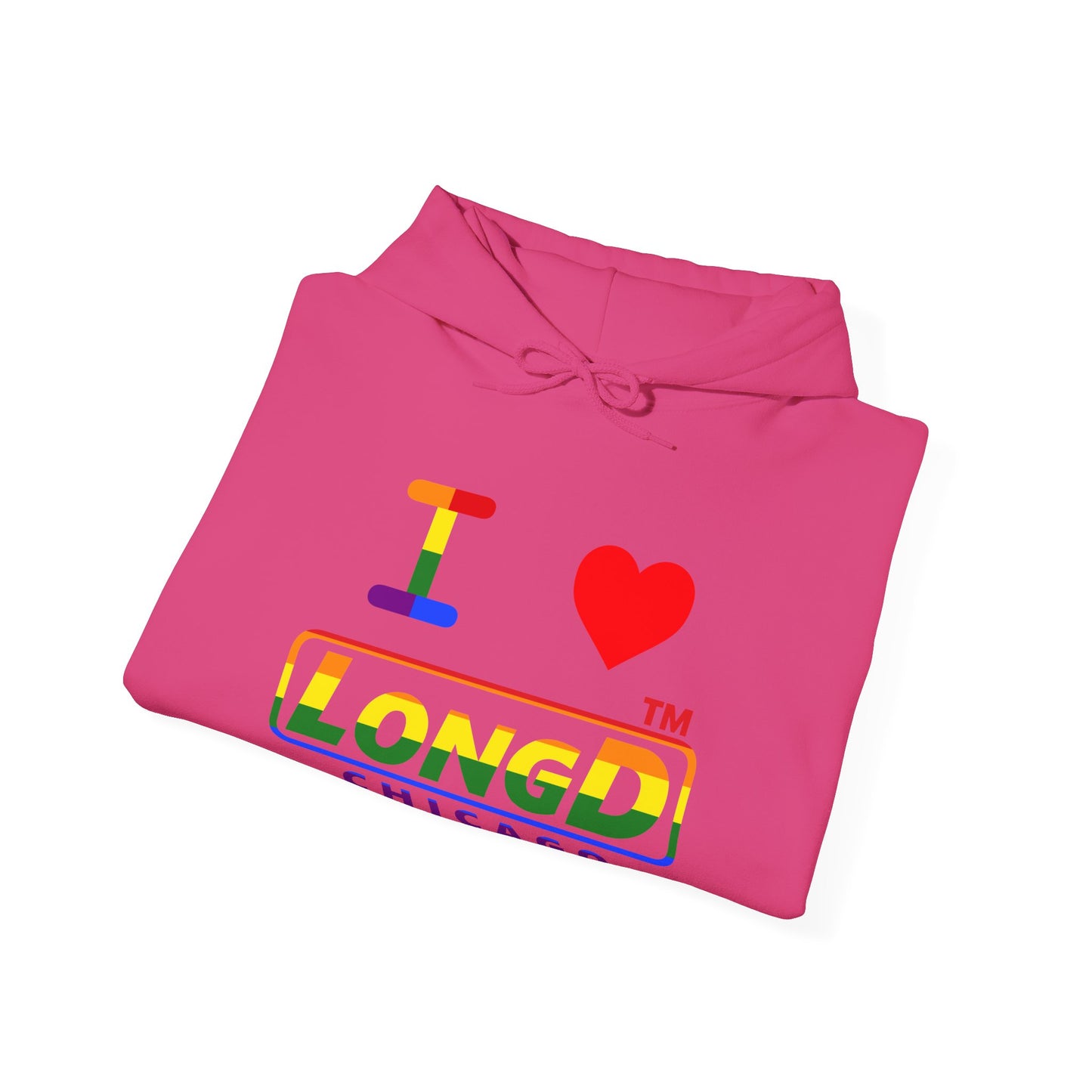 I Luv LongD® positive horizontal striped Chicago logo hoodie (Pride colors)
