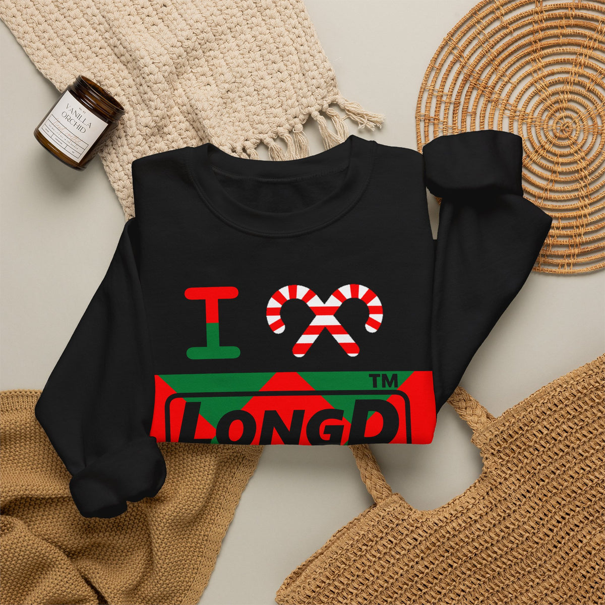 I candy cane LongD Chicago negative big argyle logo crewneck sweatshirt