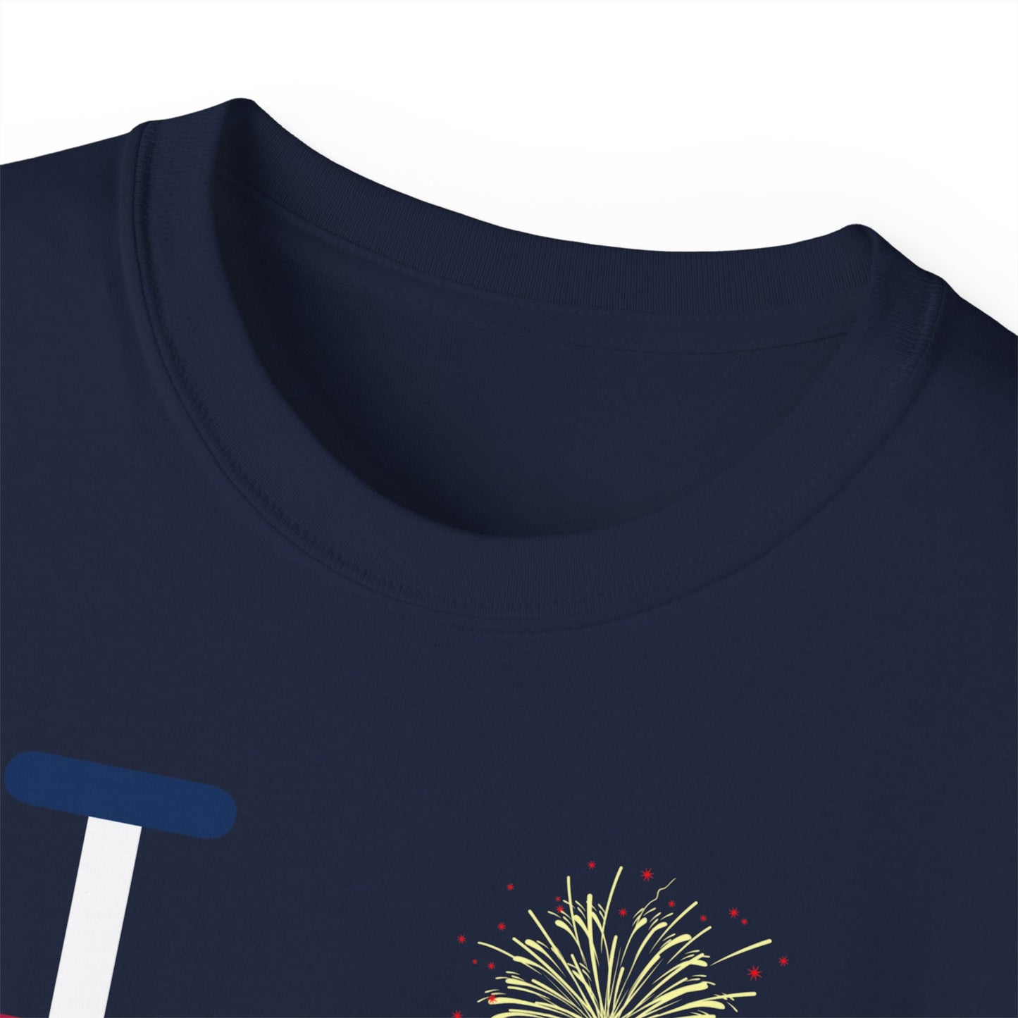 I Burst LongD cotton tee negative cropped flag Chicago upright logo (Patriotic colors)