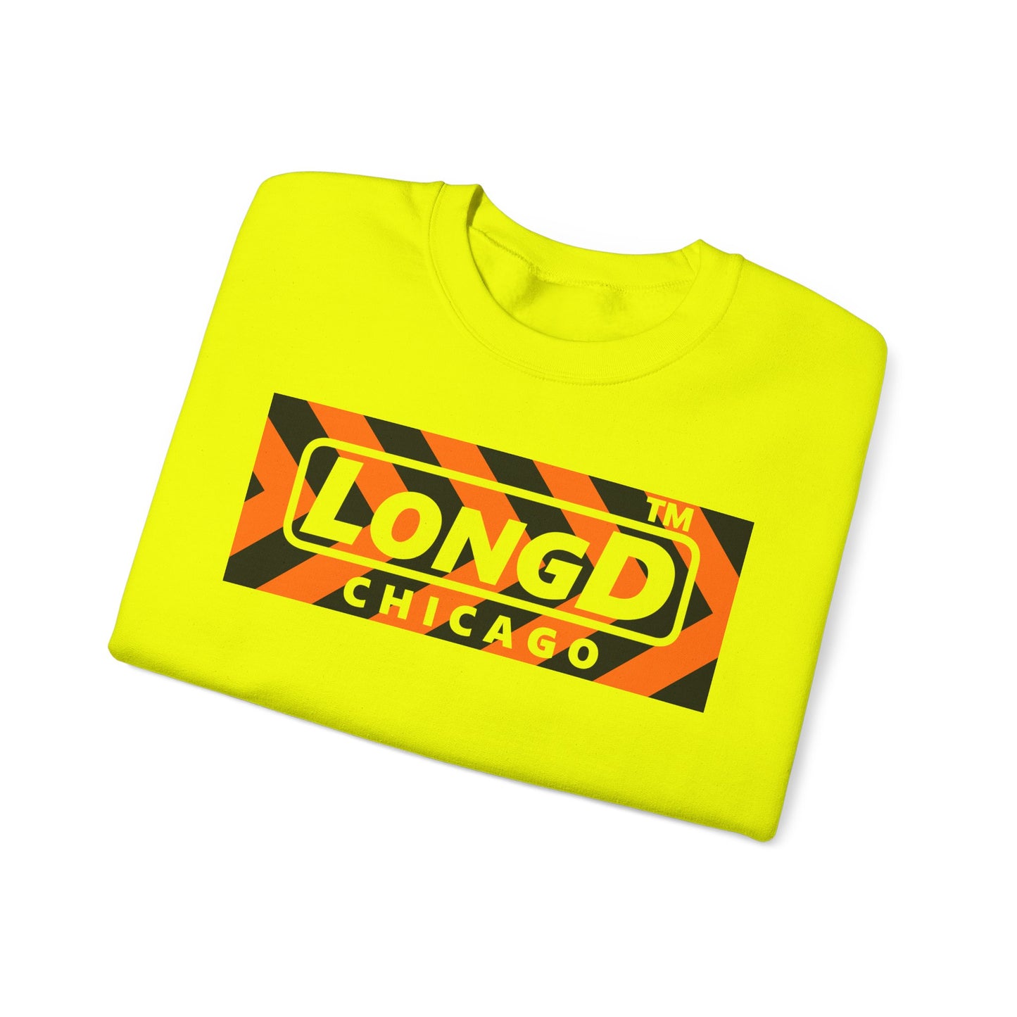 LongD Chicago negative forward chevron logo (Halloween colors) crewneck sweatshirt