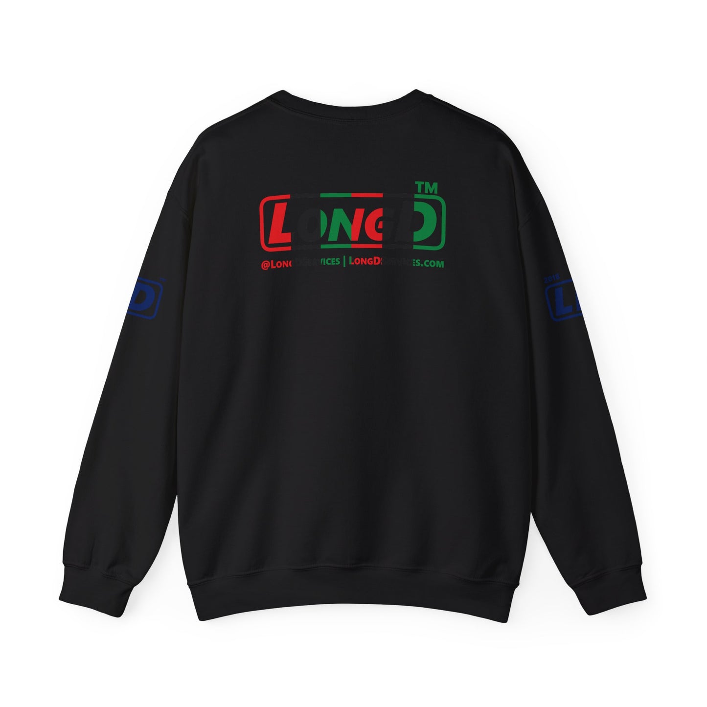 I fist LongD positive vertical 6-striped 4-print tag-domain logo crewneck sweatshirt